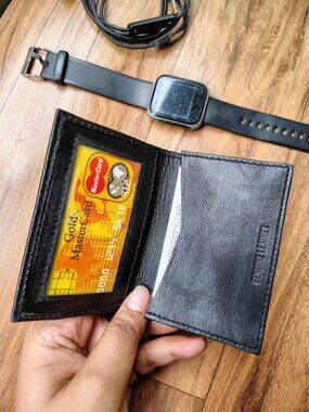 Genuine Leather Men's Card Case, Card Holder with RFID Blocking